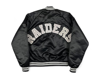 Vintage Chalk-line Raiders Satin Bomber Jacket | NFL Raiders