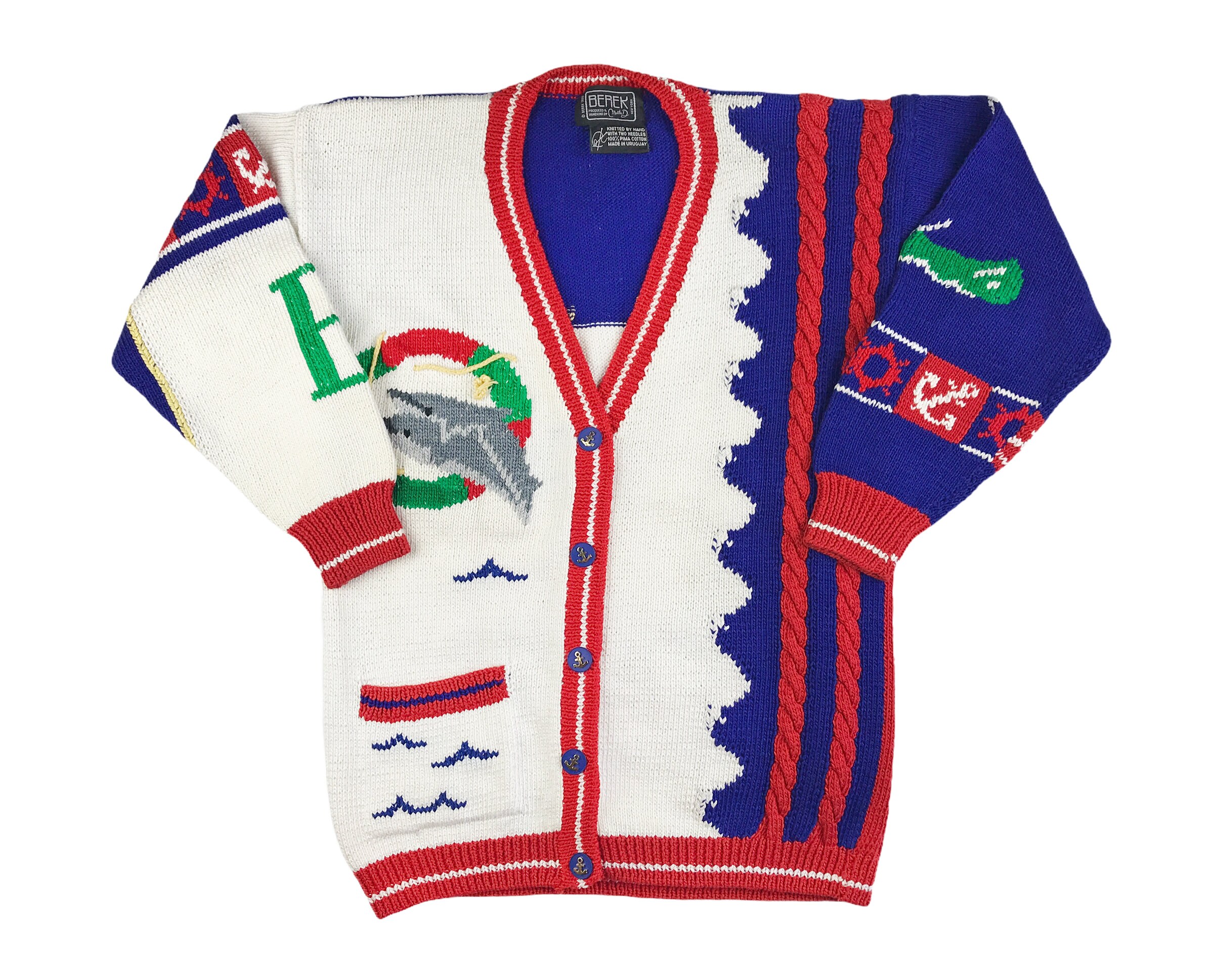 Vintage Boating Sweater 80s Cardigan Berek Nautical Sailing Etsy