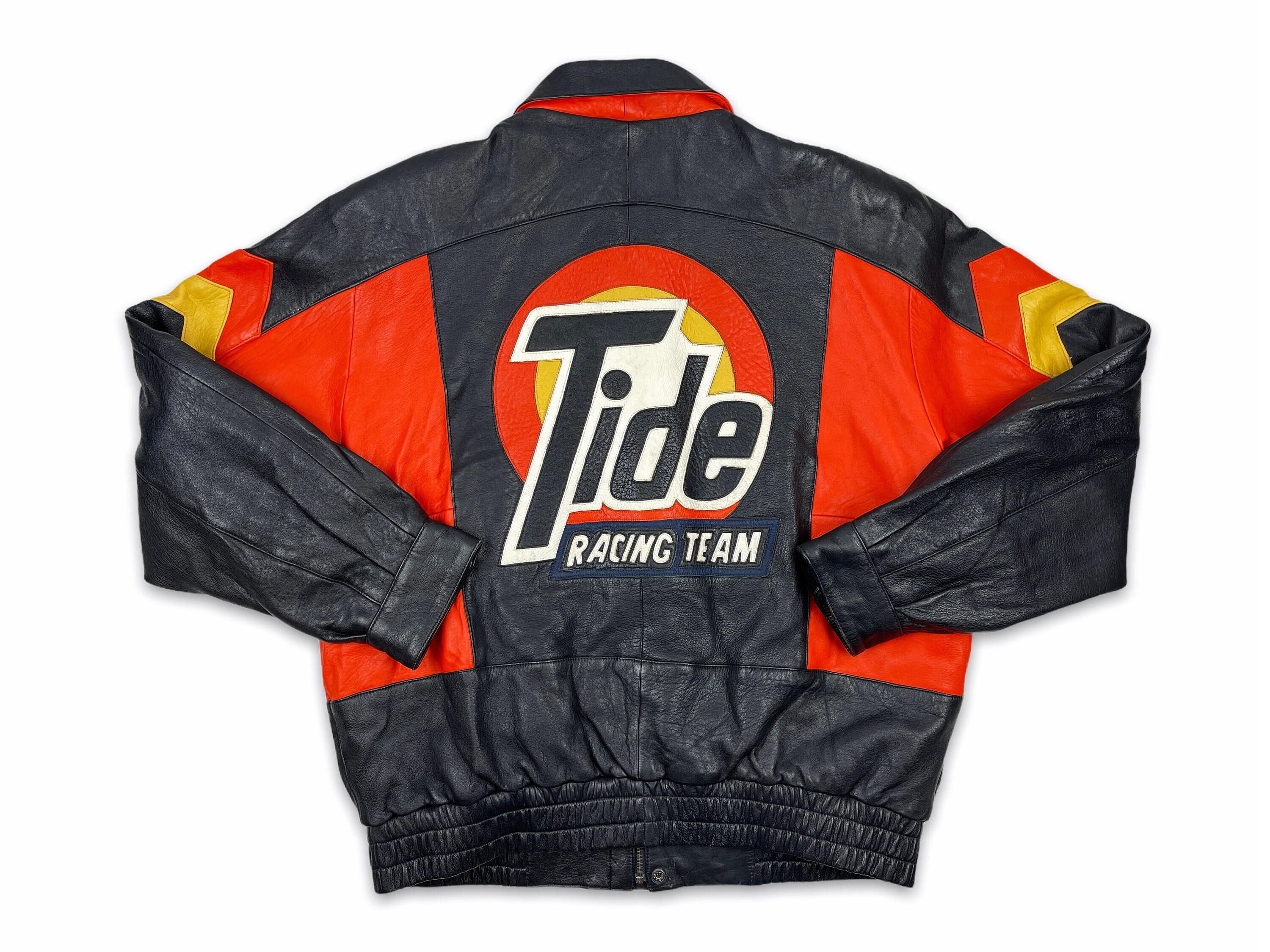 Vintage Tide Racing Team Leather Jacket 90s NASCAR Ricky Rudd Etsy