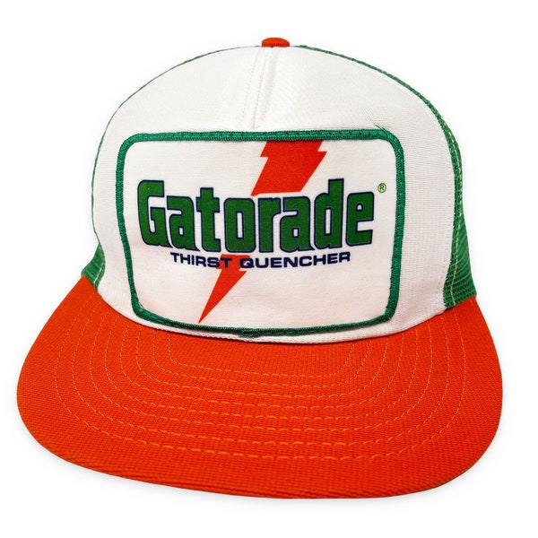 Vintage Gatorade Hat 80s Snapback Trucker Cap Semco Big Patch Thirst Quencher NOS B5