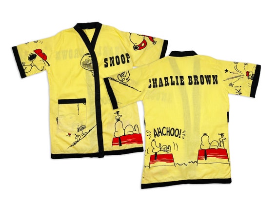 Vintage Snoopy Robe 60s 70s Charlie Brown Peanuts… - image 1