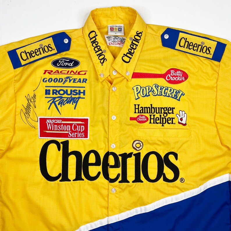 Vintage Cheerios Racing Pit Crew Shirt • 90s NASCAR Johnny Benson Jr ...