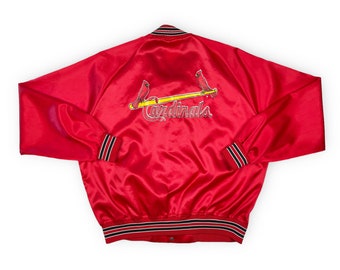 Vintage St Louis Cardinals Bomber Jacket 80s Chalk Line MLB XL R5