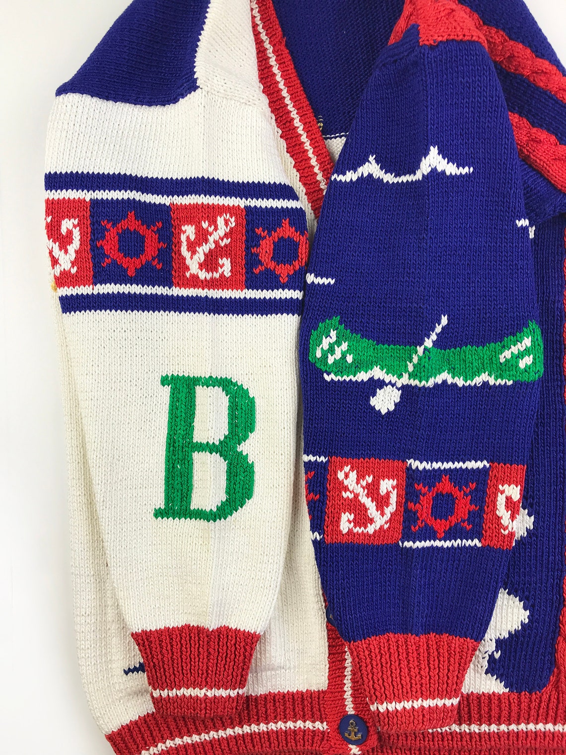 Vintage Boating Sweater 80s Cardigan Berek Nautical Sailing Etsy