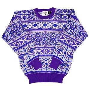 Vintage Tyrolia Skiwear Sweater • 80s 90s Purple Winter Skiing • Women&#39;s S