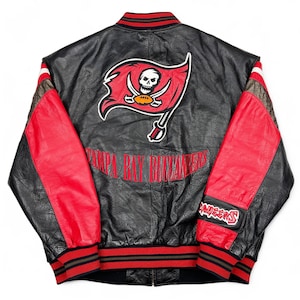 90s Carl Banks NFL レザースタジャン 黒 2XL 5064 Vintage 90s NFL G-III Carl Banks Oakland Raiders Full Zip