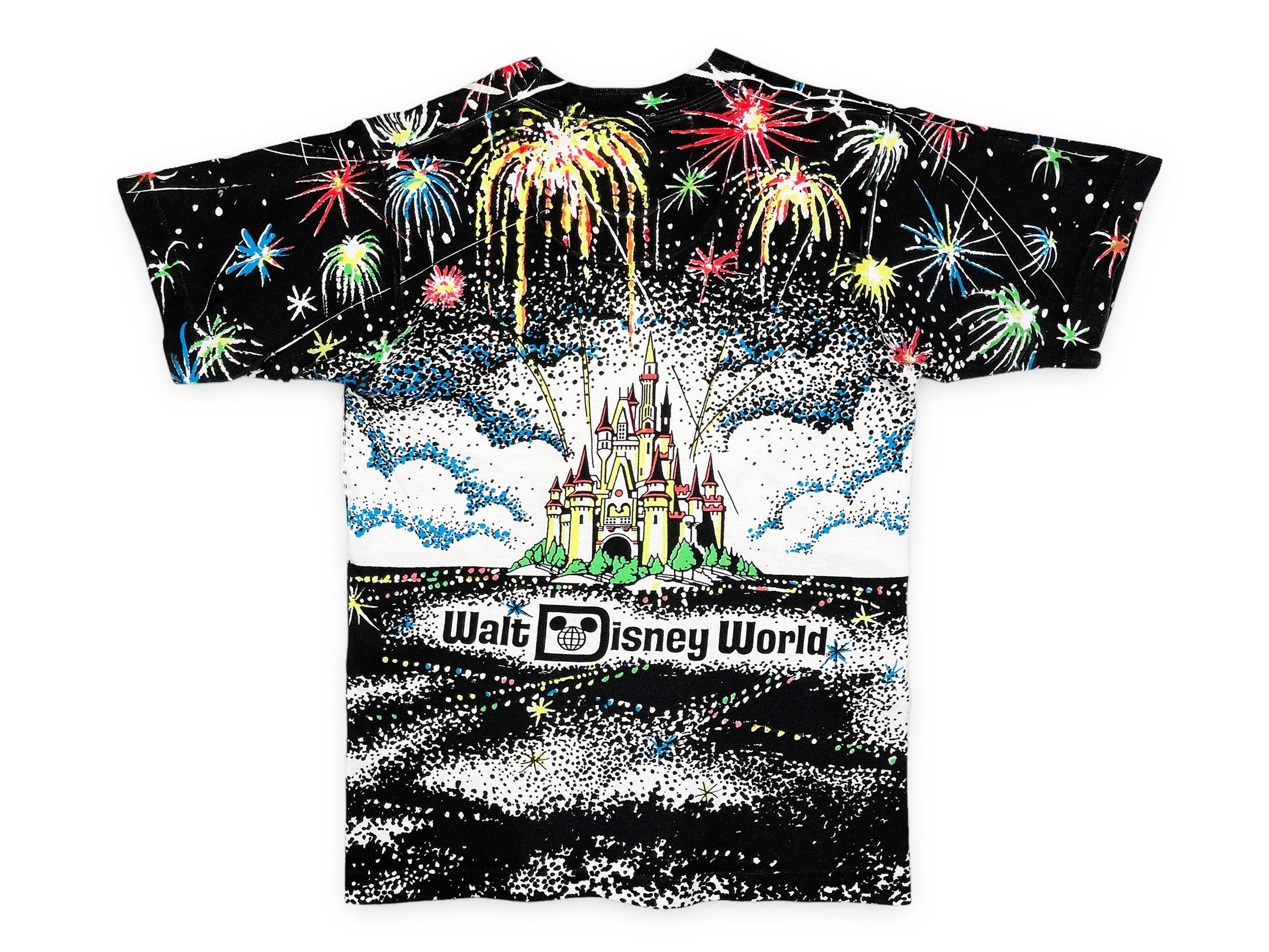 Vintage Walt Disney World Shirt 90s All Over Print Fireworks Vintage Walt Disney World Shirt 90s All Over Print Fireworks