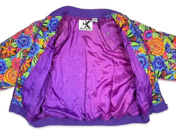 Vintage Floral Bomber Jacket 90s Silk Kriss Kross… - image 5