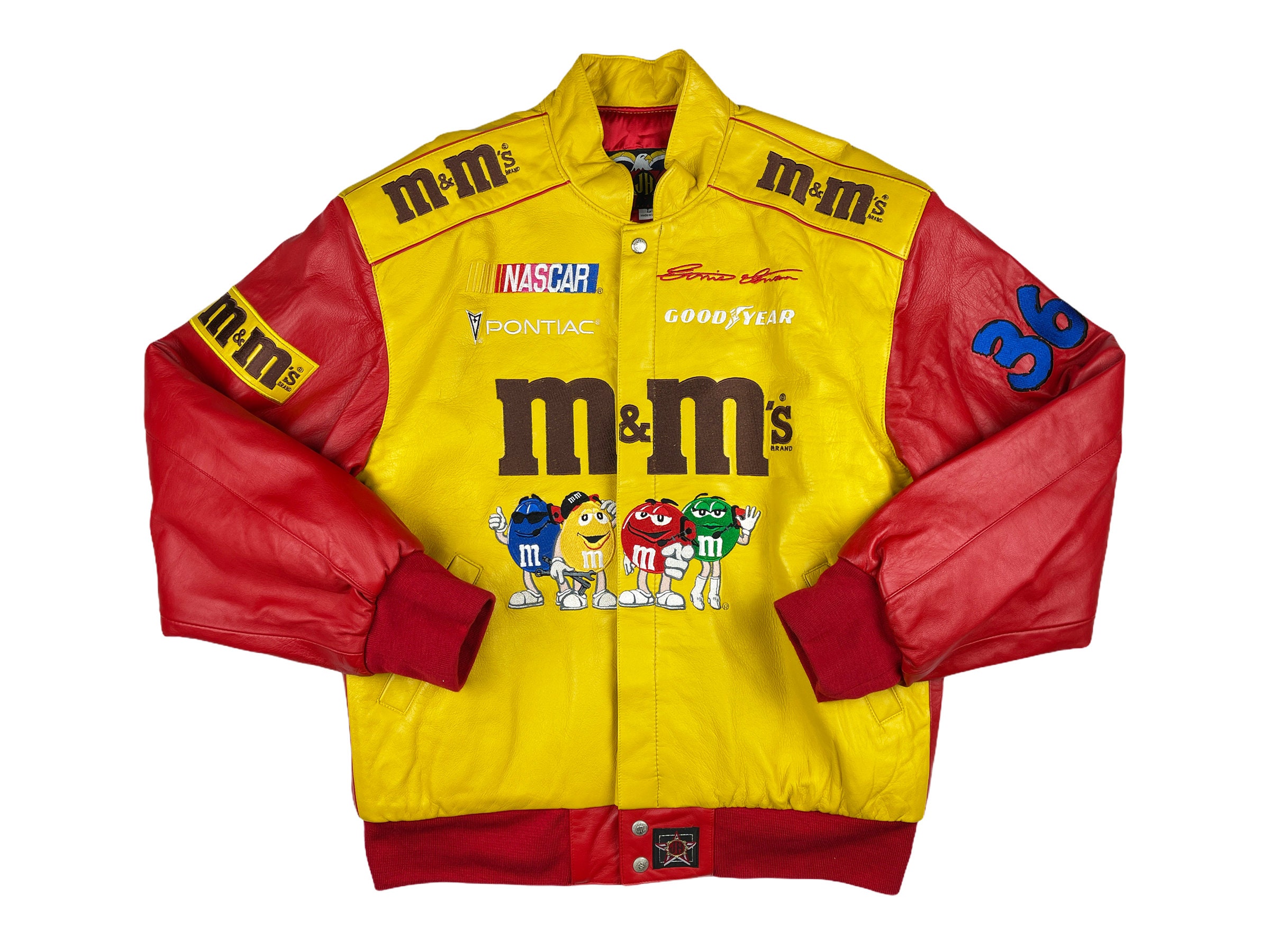 Vintage M&Ms Racing Leather Jacket 90s NASCAR Jeff Hamilton Etsy