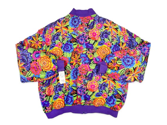 Vintage Floral Bomber Jacket 90s Silk Kriss Kross… - image 2