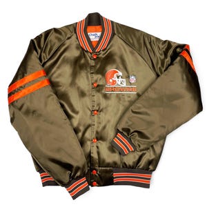 Vintage Cleveland Browns Bomber Jacket 80s 90s Chalk Line NFL Large R5