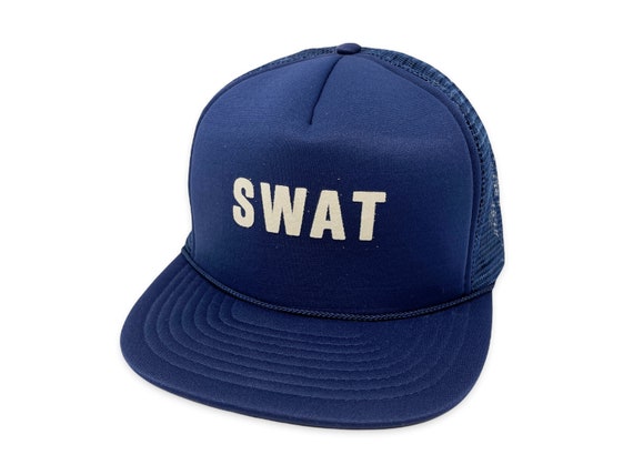 Vintage SWAT Team Trucker Hat 80s Police Snapback Gorra B2 