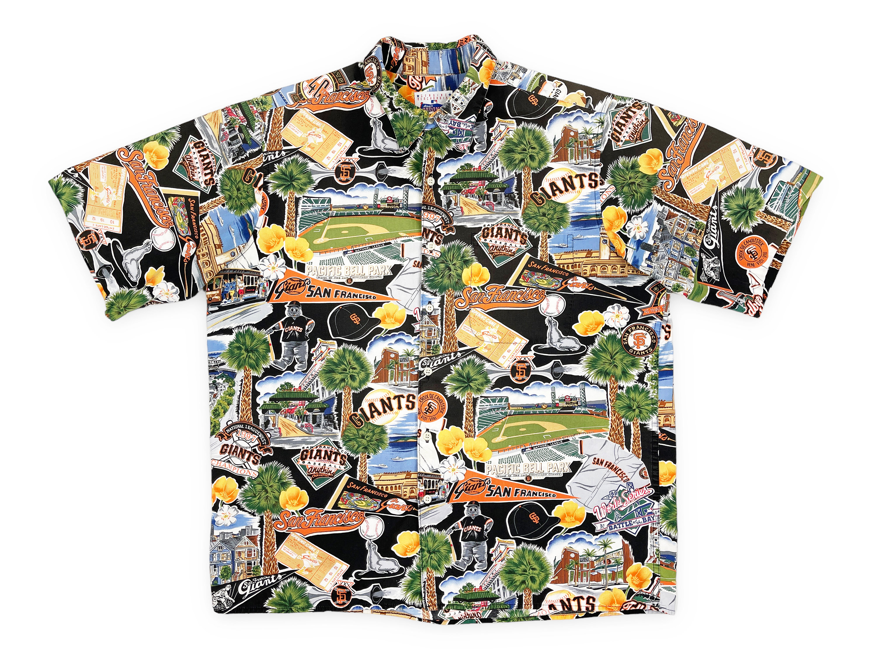 goodboyVTG Vintage San Francisco Giants Hawaiian Shirt 90s Reyn Spooner Camp Distressed R01