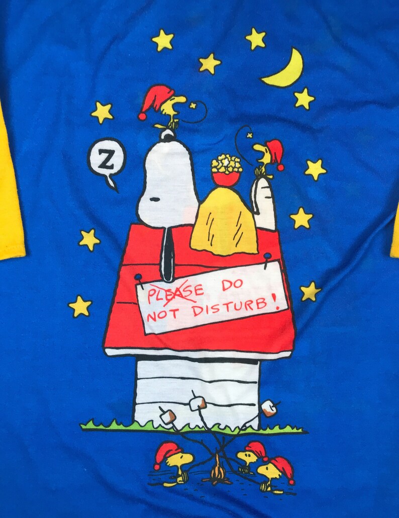 Vintage Snoopy Sleep Shirt Peanuts Woodstock Pajamas 80s V11 Etsy