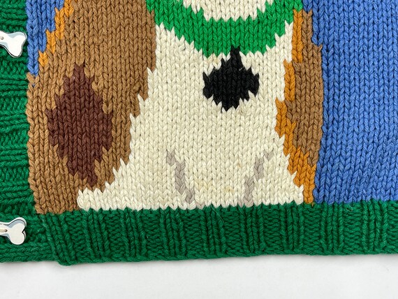 Vintage Dog Sweater 90s Eagle's Eye Hand Knit Ugl… - image 7