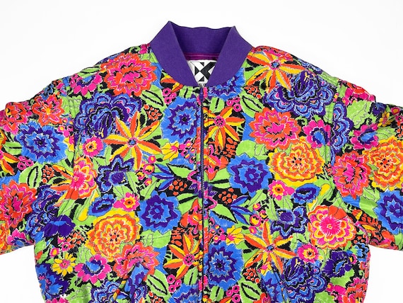 Vintage Floral Bomber Jacket 90s Silk Kriss Kross… - image 3