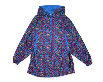 Vintage 90s Columbia Windbreaker Jacket Women's M Hooded Colorful R3