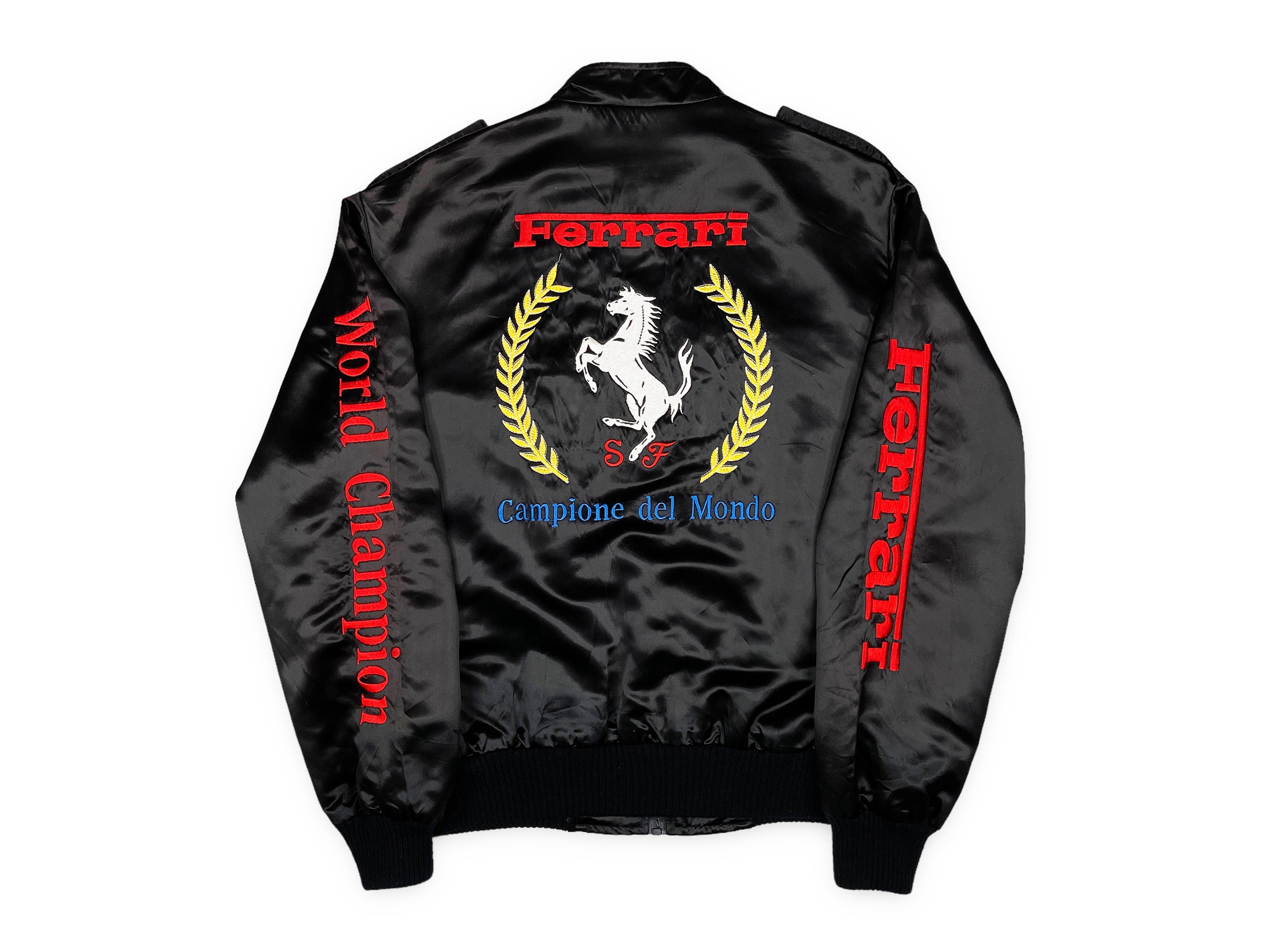 Vintage Ferrari Bomber Jacket Style Auto Racing 80s 90s