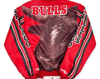 Vintage Chicago Bulls Jacket • 90s NBA Chalk Line Fanimation • Fits Boxy M