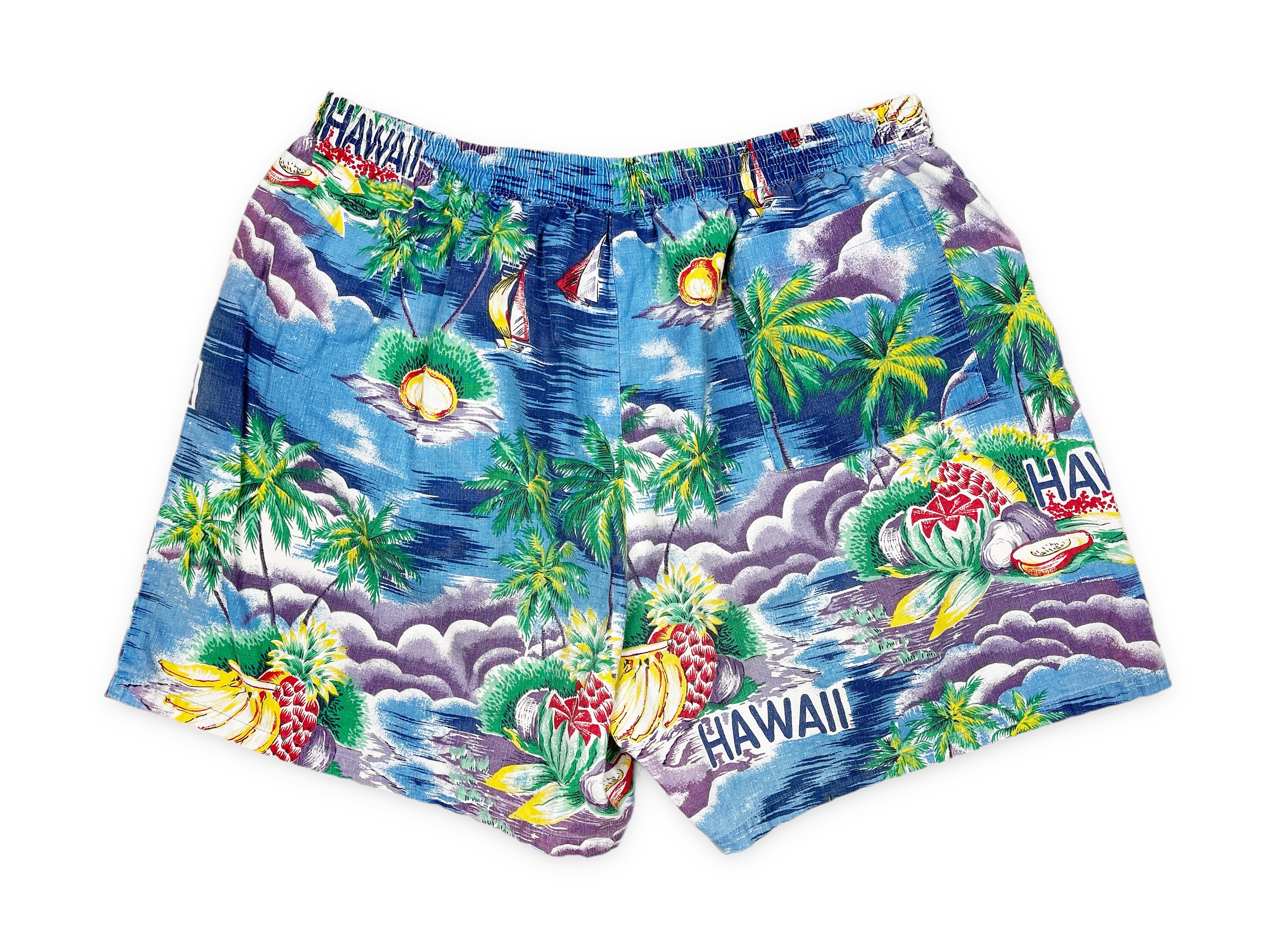 Vintage Hawaiian Shorts 80s Swimming Swim Hawaii Tropical