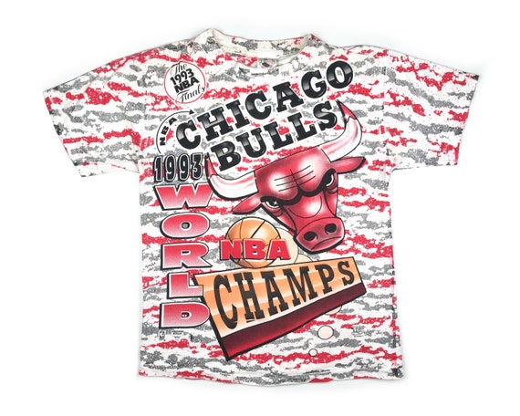 Vintage 90s Chicago Bulls T-Shirt L NBA Basketball Screen Stars 50/50 USA  Made