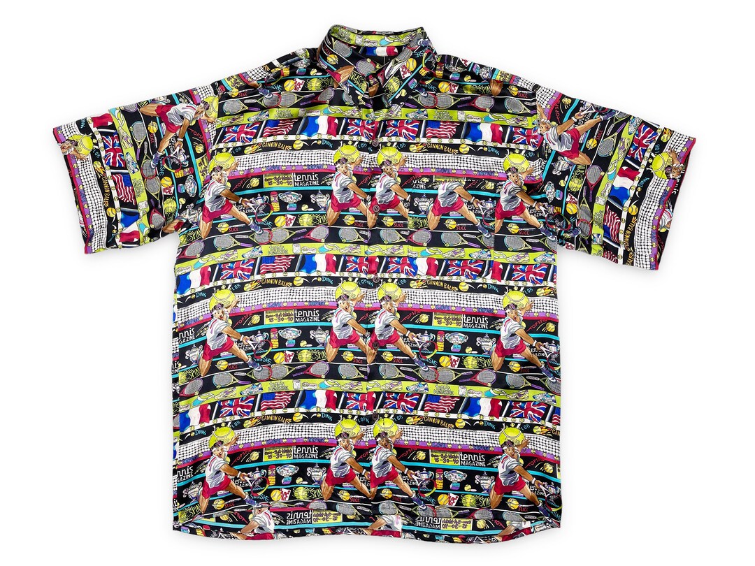 Vintage Tennis Shirt 90s Silk Button up Wimbledon Nicole Miller R01 Etsy