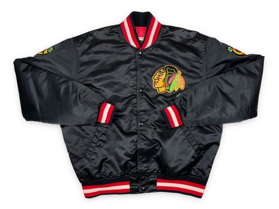 Chicago Blackhawks Satin Jacket Vtg NHL Hockey Shain Vintage 