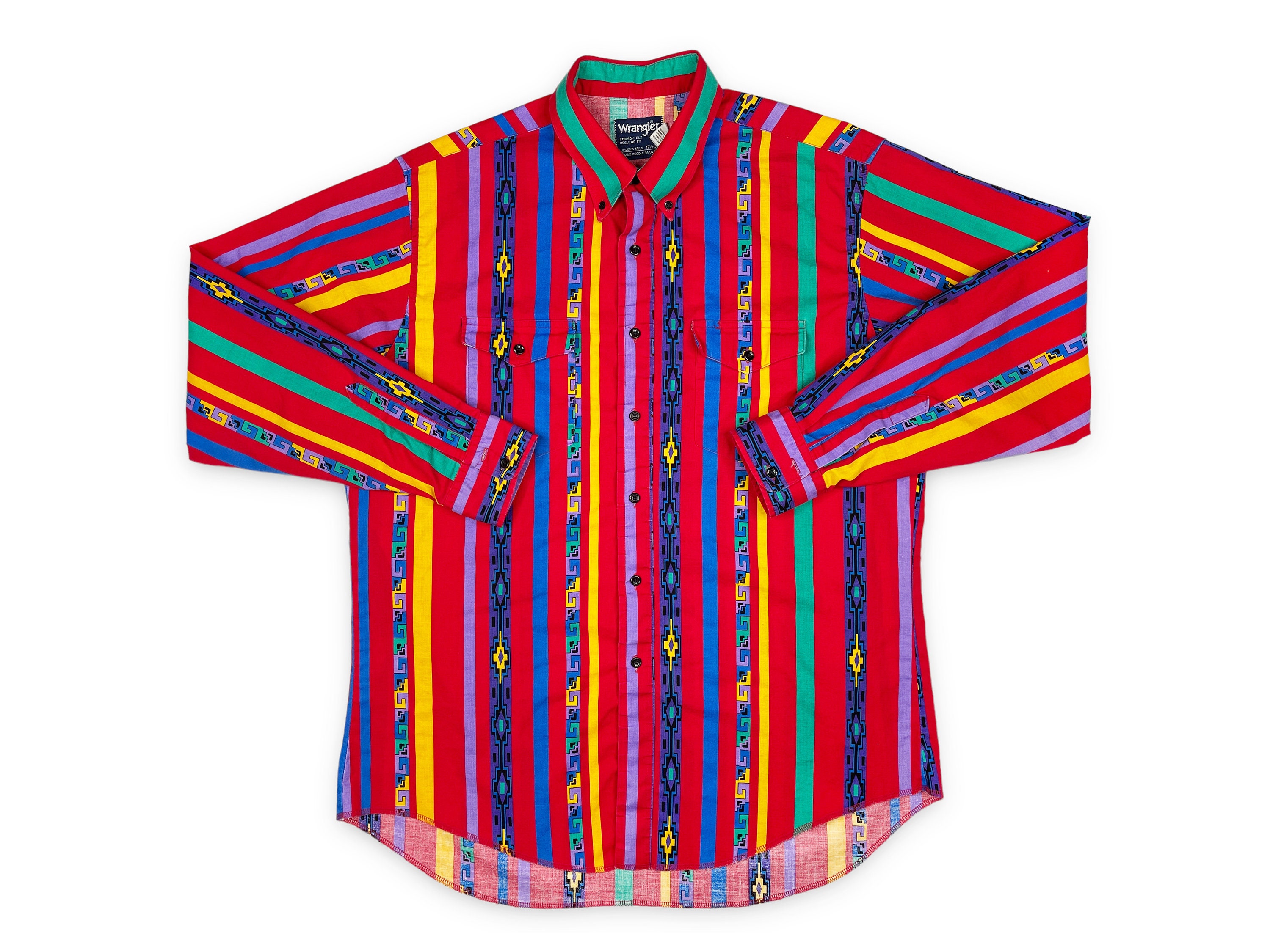 Vintage Wrangler Shirt 90s Button Down Southwestern Western - Etsy