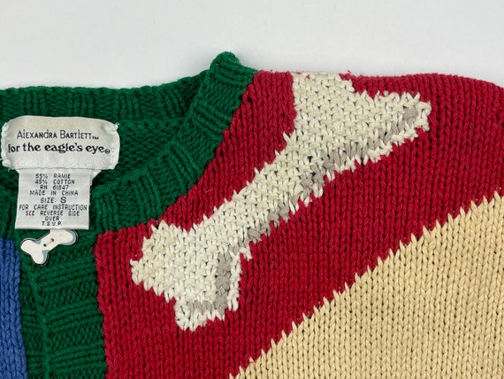 Vintage Dog Sweater 90s Eagle's Eye Hand Knit Ugl… - image 9