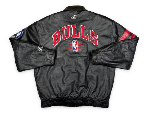 Chicago Bulls Big Logo Black Satin Bomber Jacket -GLJ