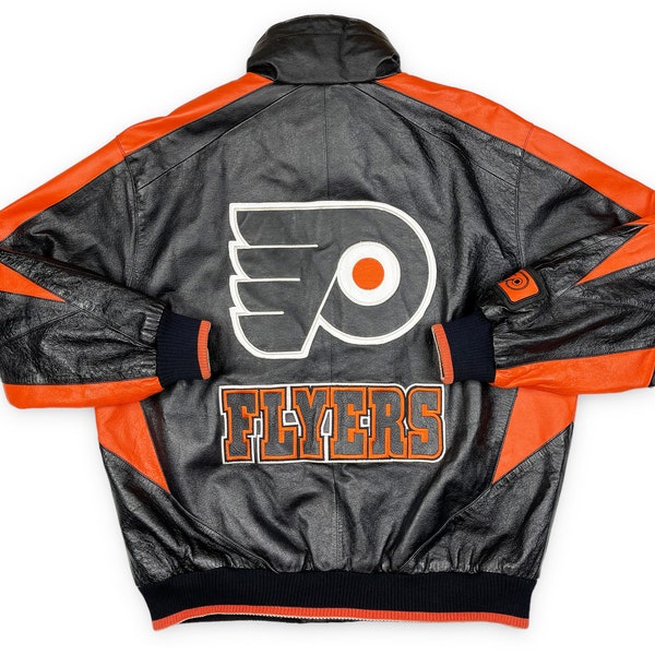 Vintage Philadelphia Flyers Leather Jacket 90s NHL G-III R2