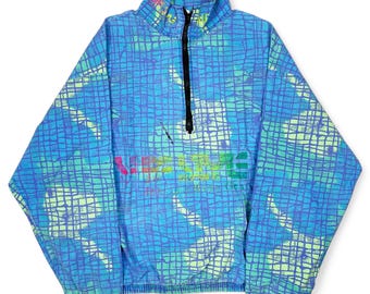 Chaqueta cortavientos estilo surf vintage de los 90 con efecto tie-dye Vaporwave DESGASTADA V14