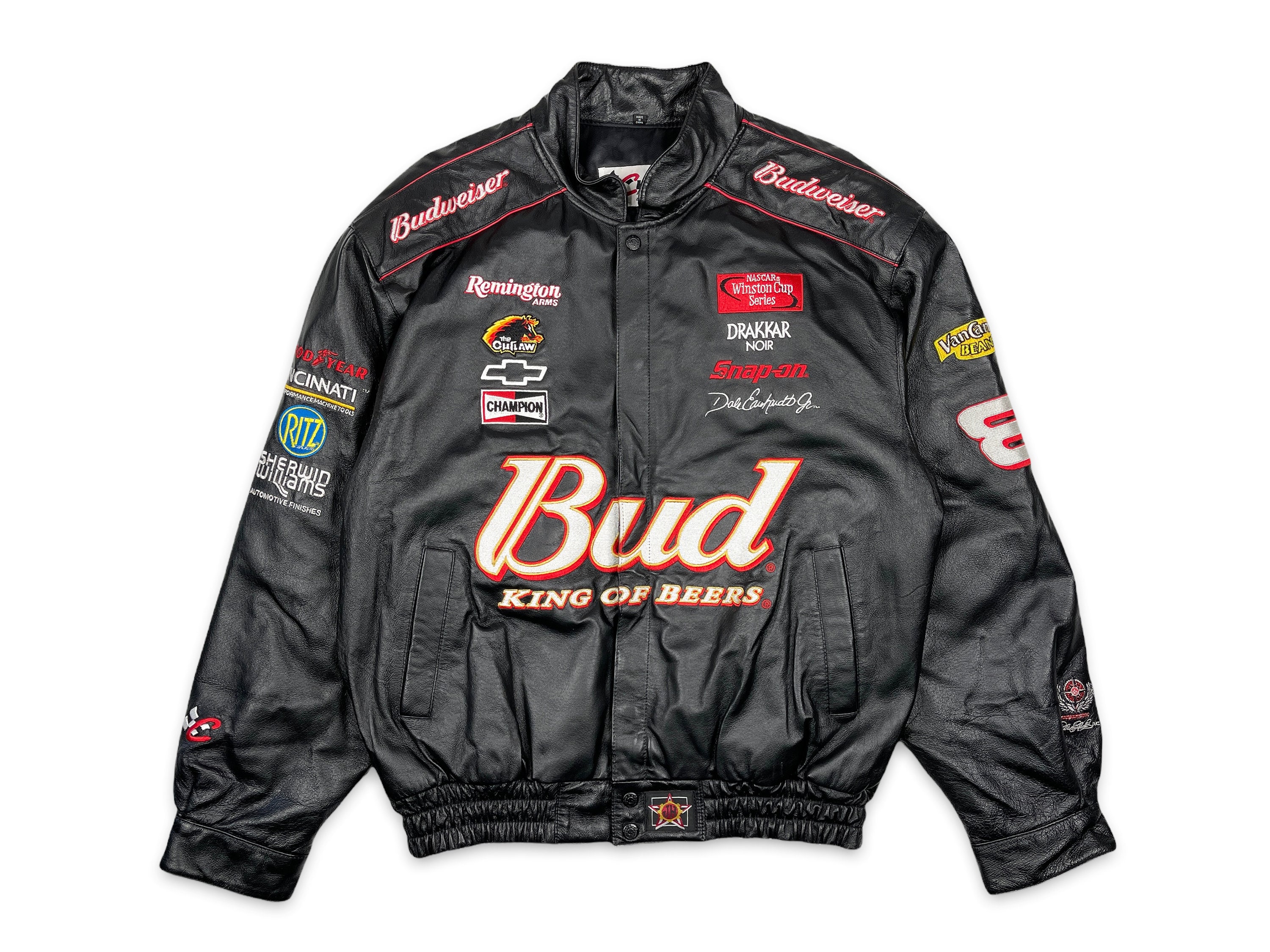 Vintage Budweiser Racing Leather Jacket NASCAR Dale Vintage Budweiser Racing Leather Jacket NASCAR Dale