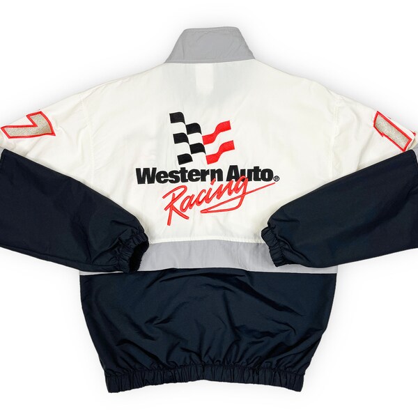 Vintage Western Auto Racing Windbreaker Jacket 90s NASCAR Darrell Waltrip Small FLAWED R3