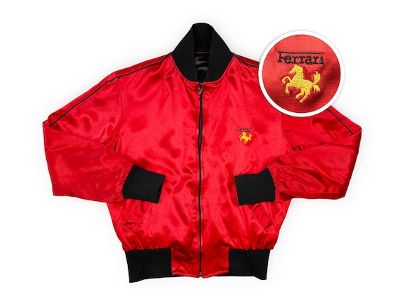 Vintage Ferrari Jacket 80s Racing Satin Bomber ST… - image 1