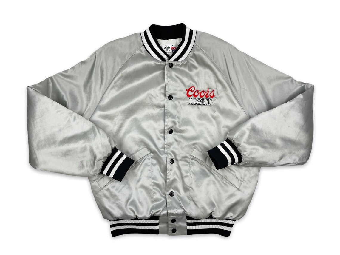 Vintage Coors Light Bomber Jacket 80s Silver Bullet Beer R7 Etsy