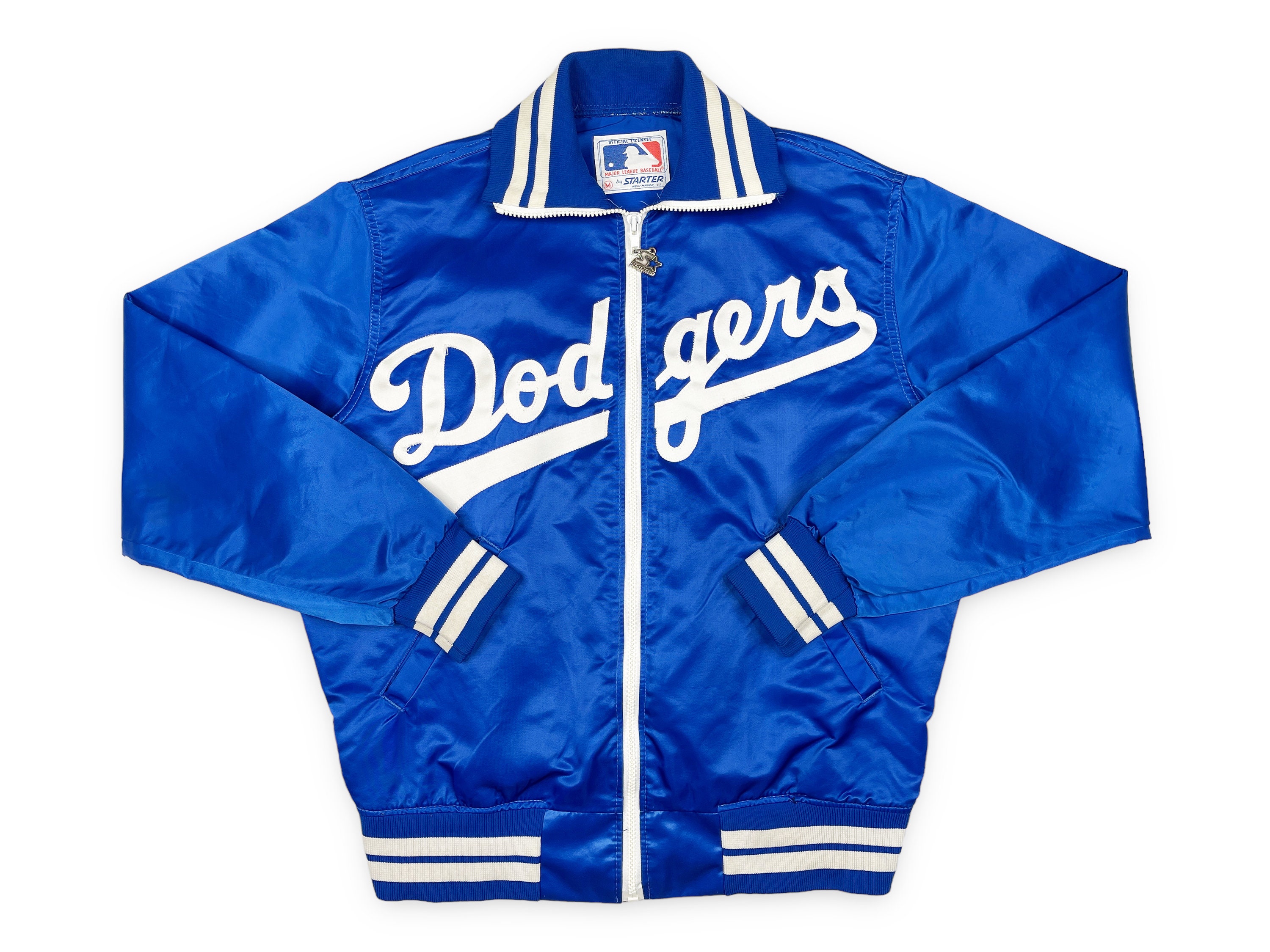 Pre-owned Mlb La Dodgers Letterman Baseball Satin Jacket Stadium Unisex In  Blue