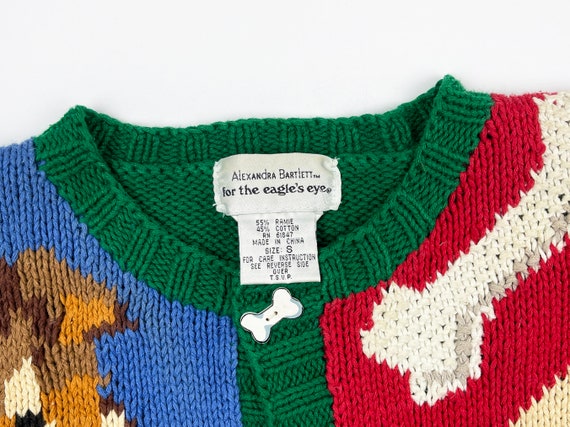 Vintage Dog Sweater 90s Eagle's Eye Hand Knit Ugl… - image 6