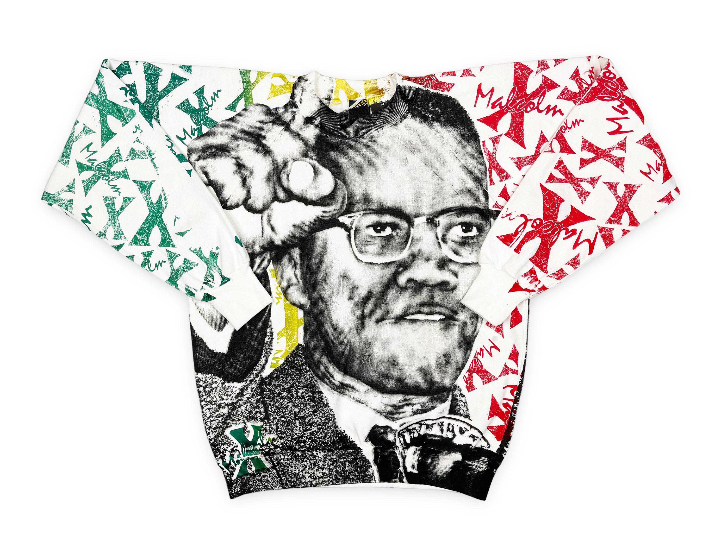 Vintage Malcolm X Crewneck Sweatshirt 90s All Over Print Hip Vintage Malcolm X Crewneck Sweatshirt 90s All Over Print Hip