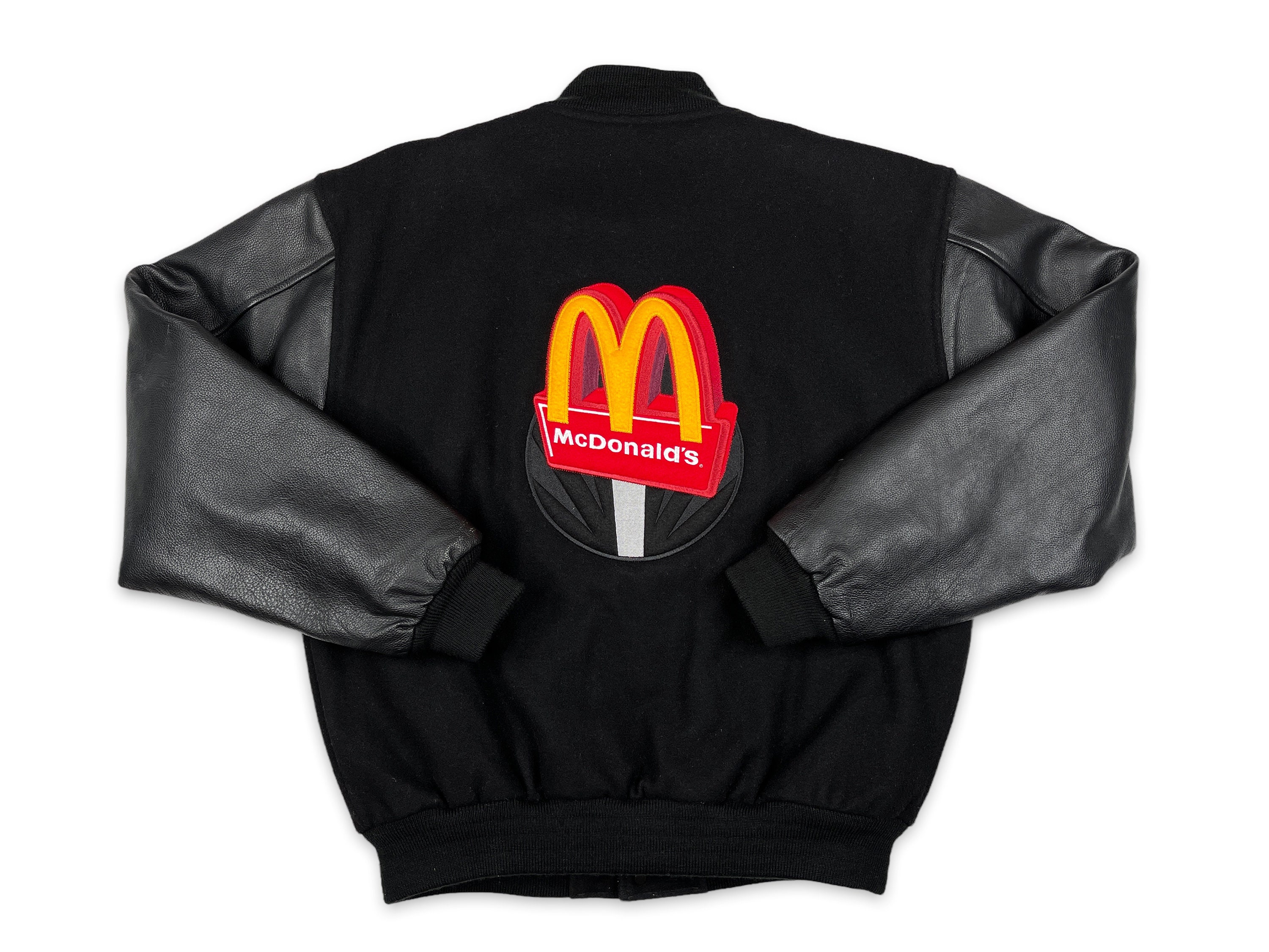 Vintage McDonalds Bomber Jacket 90s Wool Leather Fast Food R2