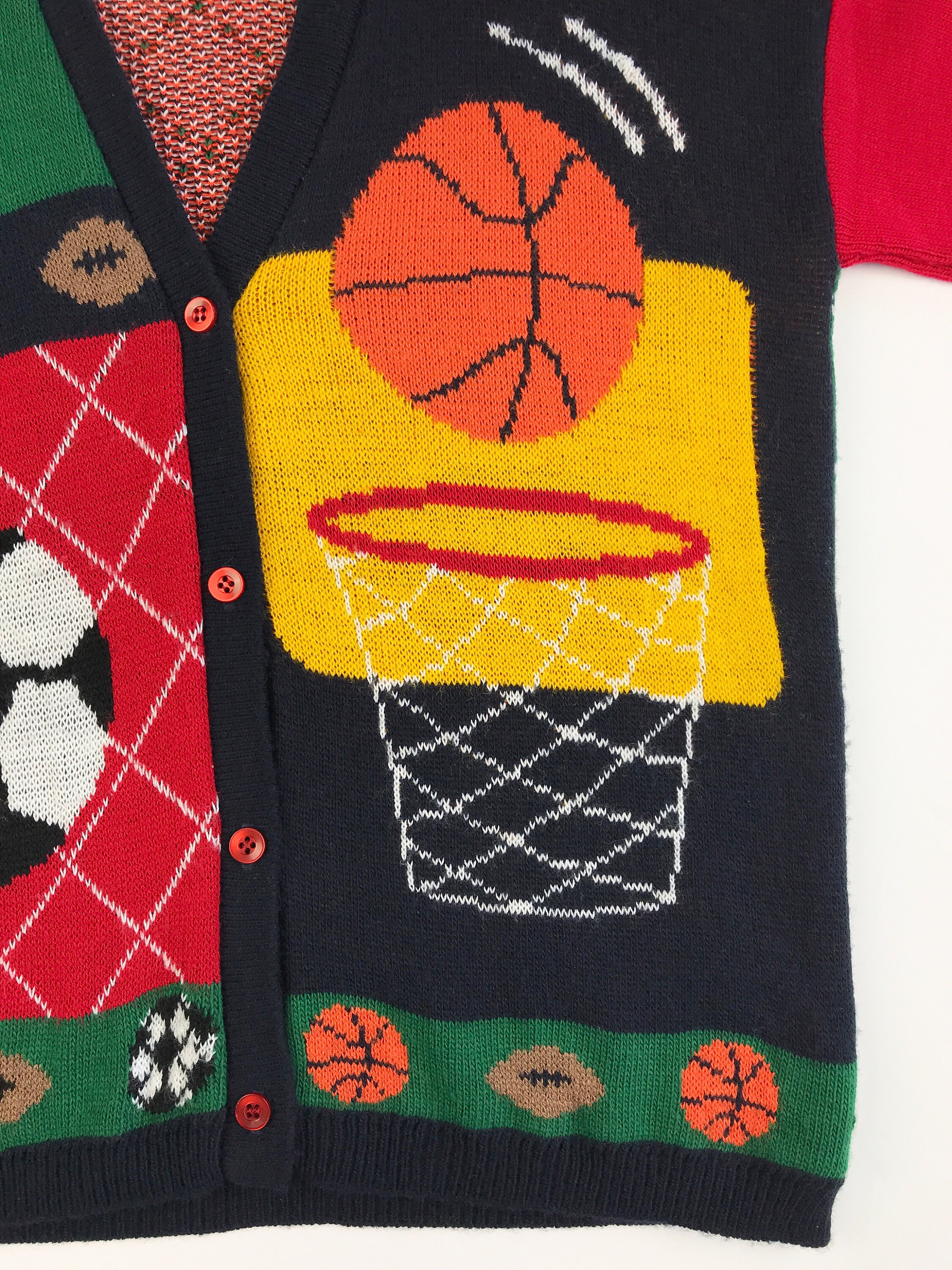 Vintage Sports Sweater 80s Cardigan Ugly Sweater Acrylic Etsy