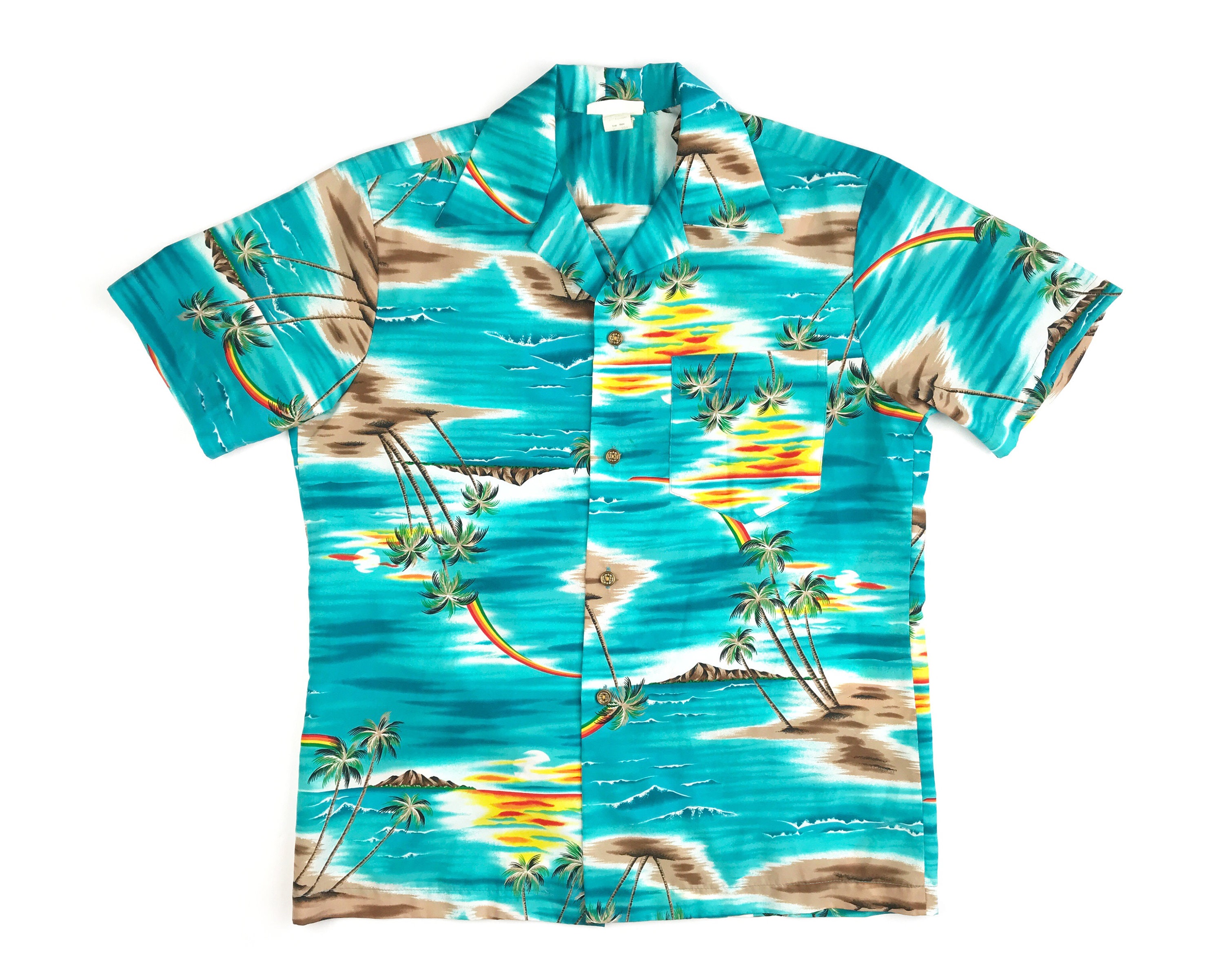 Vintage Hawaiian Shirt 70s 80s Rainbow Tropical Island R01 | Etsy