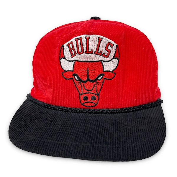 vintage Chicago Bulls Snapback Hat des années 90 en velours côtelé Michael Jordan B3