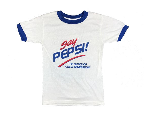Vintage Say Pepsi Shirt 80s Ringer T Advertising V