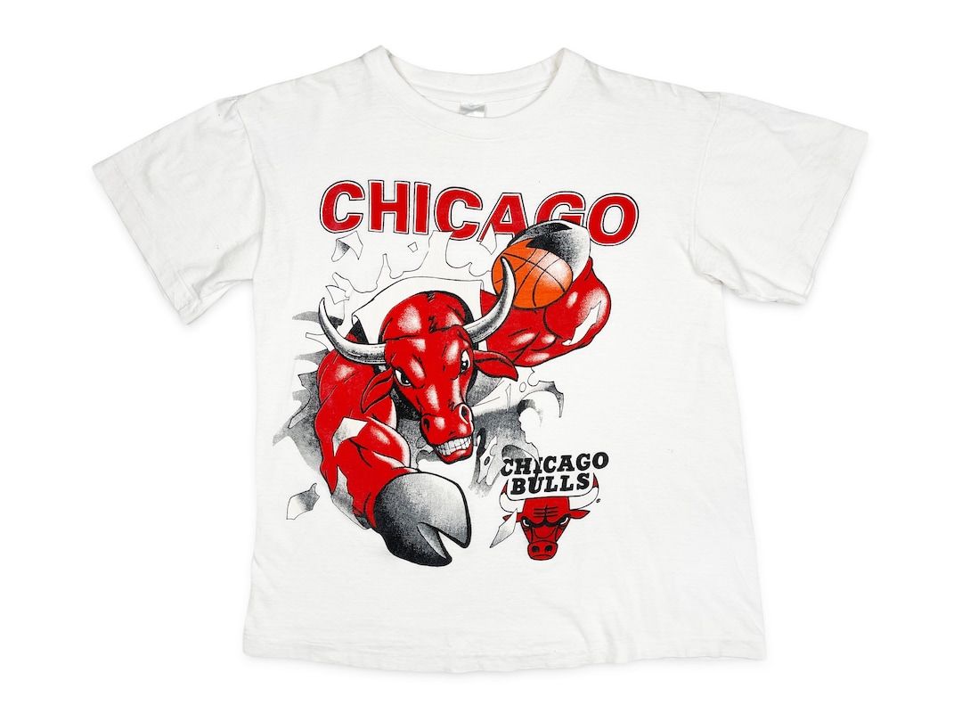 Chicago Bulls Benny The Bull Cartoon T-Shirt from Homage. | Ash | Vintage Apparel from Homage.