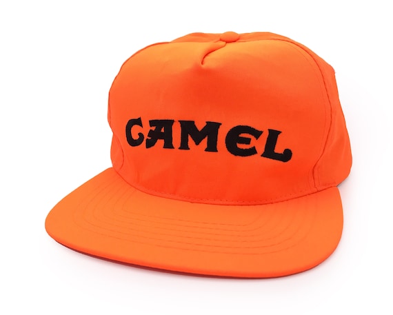 Vintage Camel Snapback Hat 90s Neon Hunter Orange