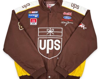 Vintage UPS Racing Jacket • Y2K NASCAR Dale Jarrett • Chase Authentics XL