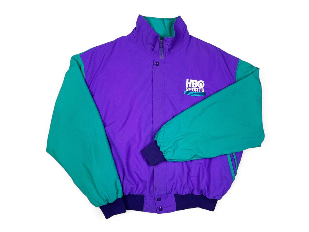 Vintage HBO Sports Jacket 90s Windbreaker Teal Purple Colorblock R5 - Etsy