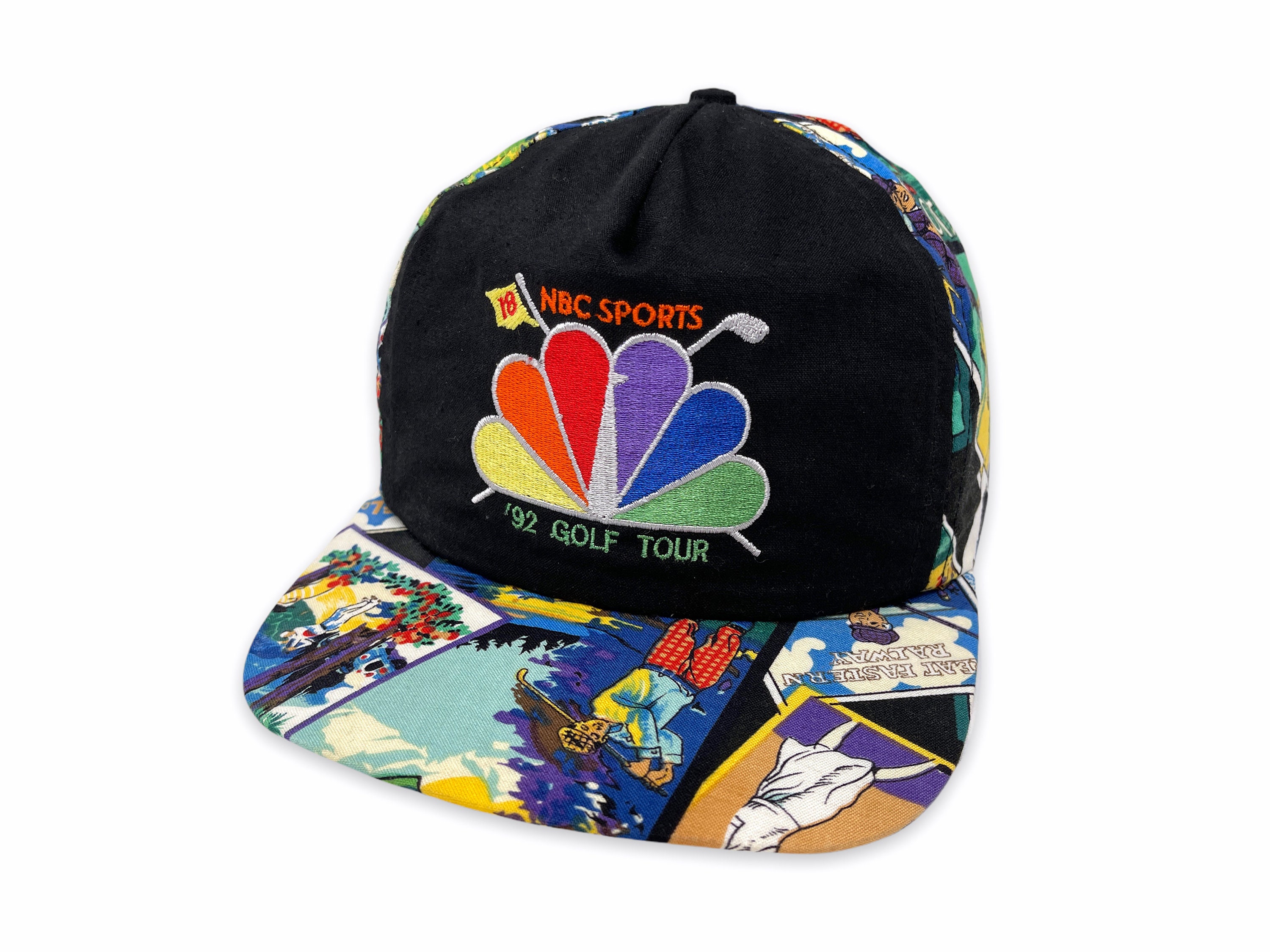 Vintage NBC Sports Golf Tour Hat 90s Strapback Cap Peacock B5