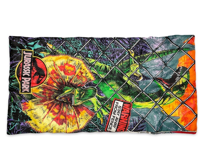 Vintage Jurassic Park Sleeping Bag 90s Velociraptor Youth Kids Etsy